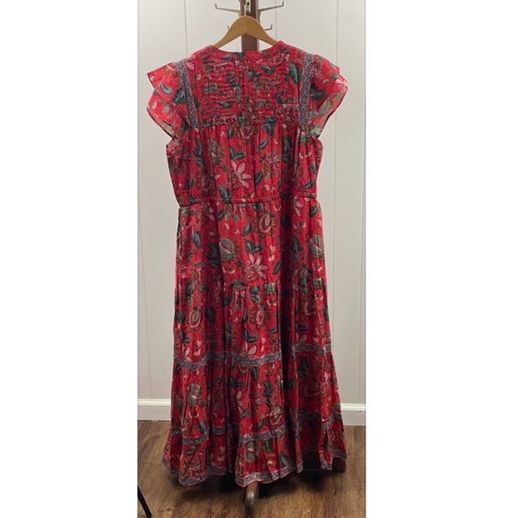 Sundance Fleurine Ruffle Maxi Dress Red Floral - Picture 3 of 3